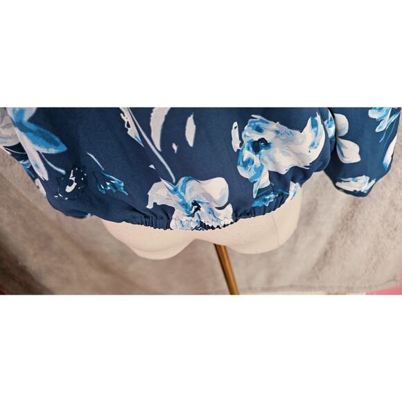 41 Hawthorn Stitch Fix Top Deep Teal Blue Floral Blouse Popover Pleat Front LRG - Picture 5 of 6